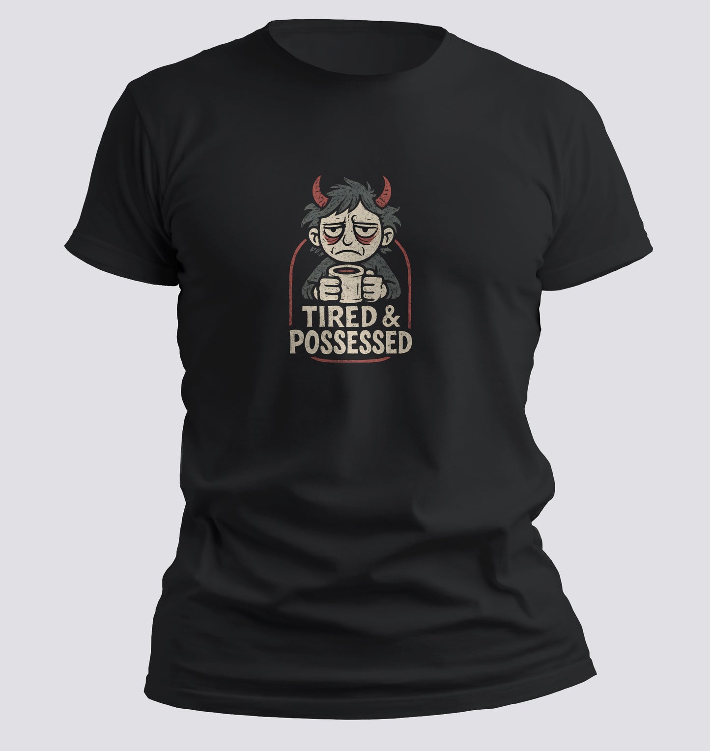 Tired & Possessed – Devilishly Caffeinated Tee