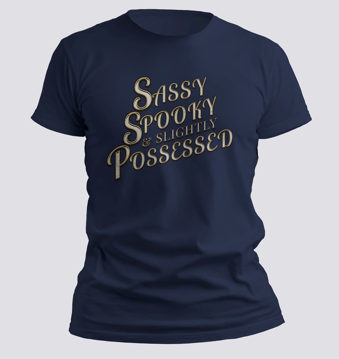 Sassy, Spooky & Slightly Possessed – Gothic Script Tee